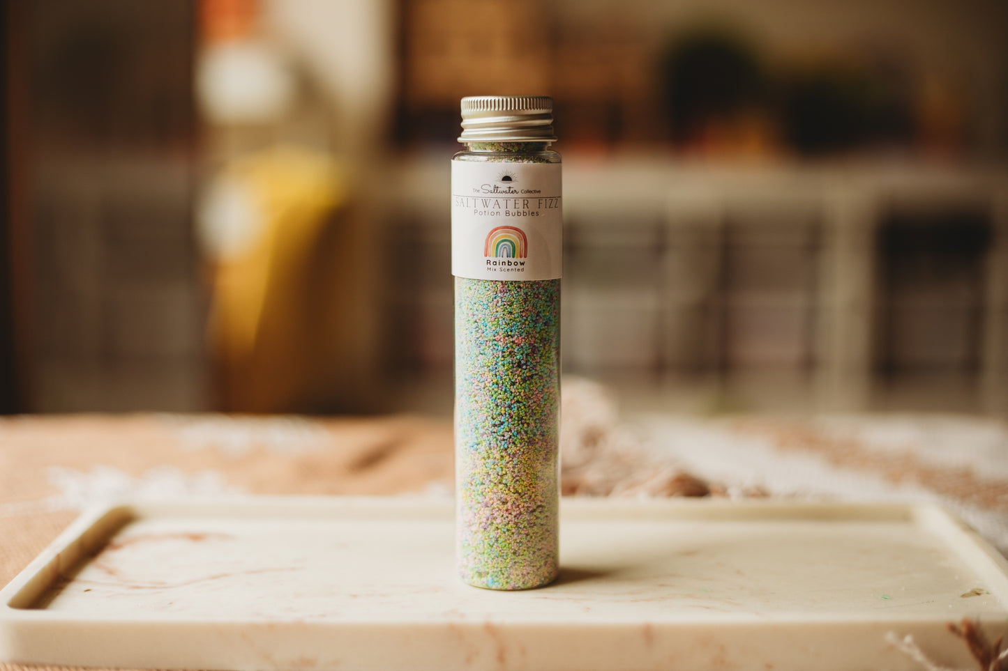test tube saltwater fizz potion bubbles rainbow blue purple pink yellow green sensory play
