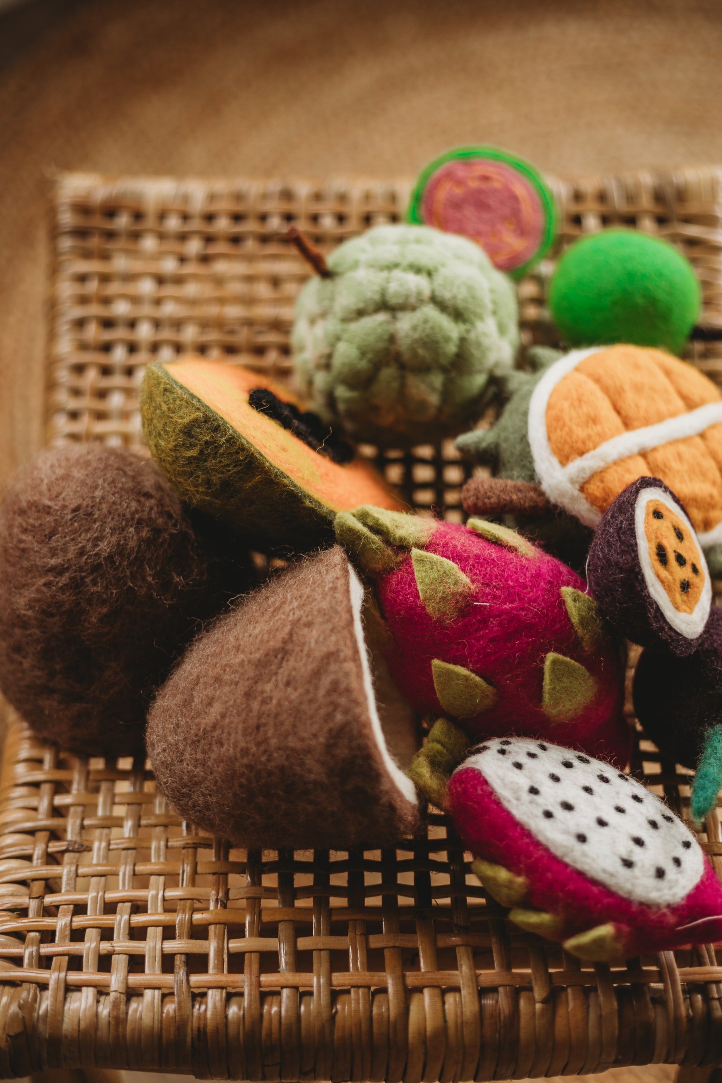 Felt Tropical Fruits Play Food Set (Set of 11 pieces)