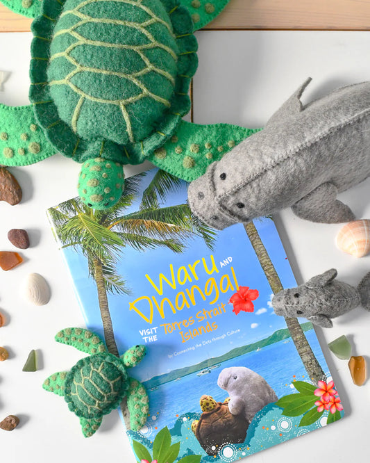 Waru and Dhangal – Sea Turtle & Dugong Finger Puppets Set