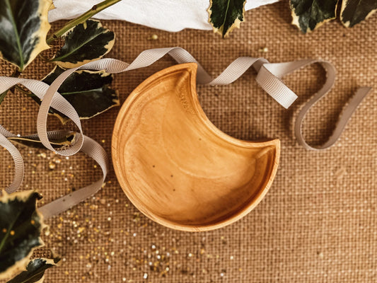 Wooden Mini Crescent Moon Tray