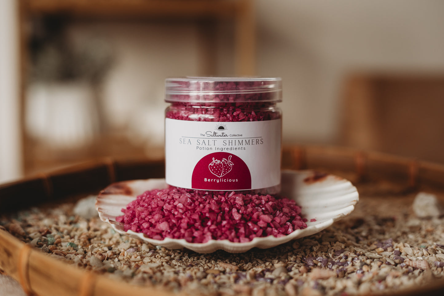 Berrylicious - Magenta Pink Sea Salt Shimmers SMALL - Potion Play & Sensory Ingredients