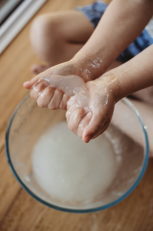 sea snot clear coastal jelly. a gooey all natural taste safe sensory slime