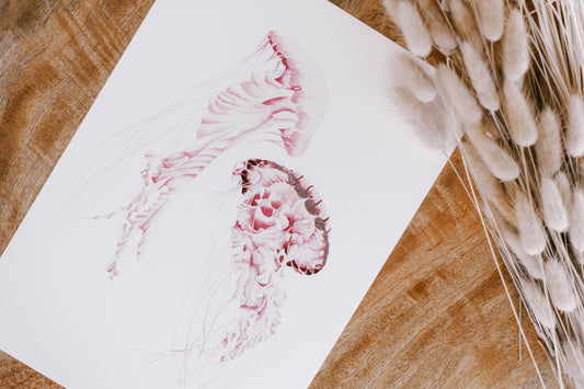 Jellyfish Dance water colour painting pretty palm tree