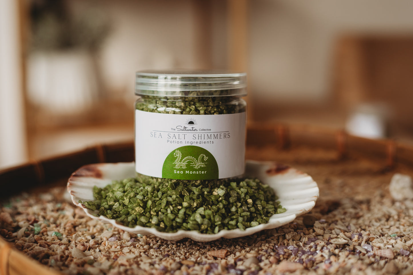Sea Monster - Olive Green Sea Salt Shimmers SMALL - Potion Play & Sensory Ingredients