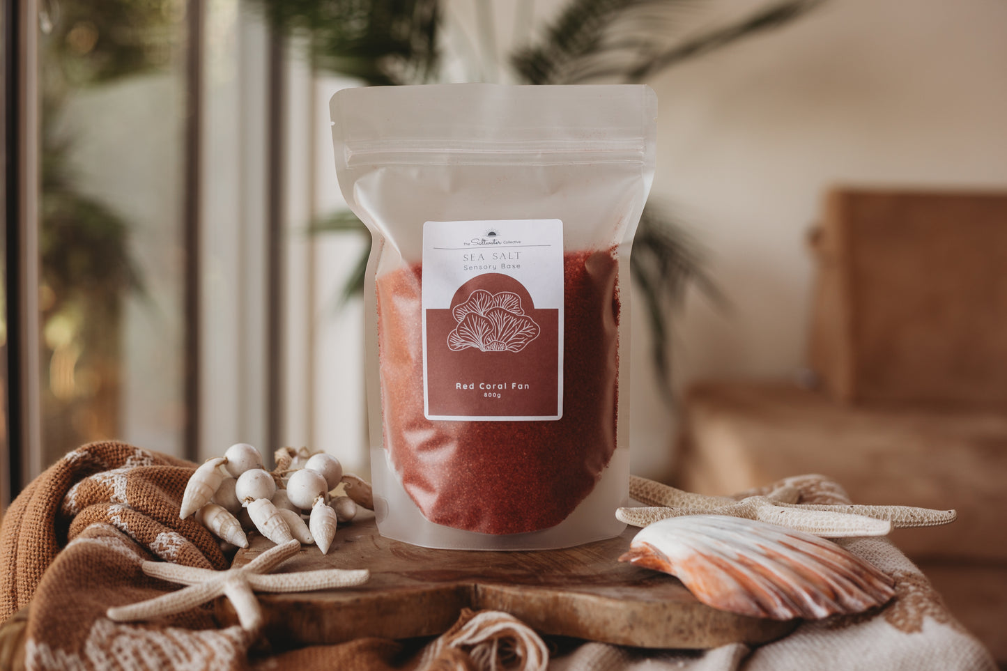 Red Coral Fan Sea Salt - Red Coloured Sensory Play Tray