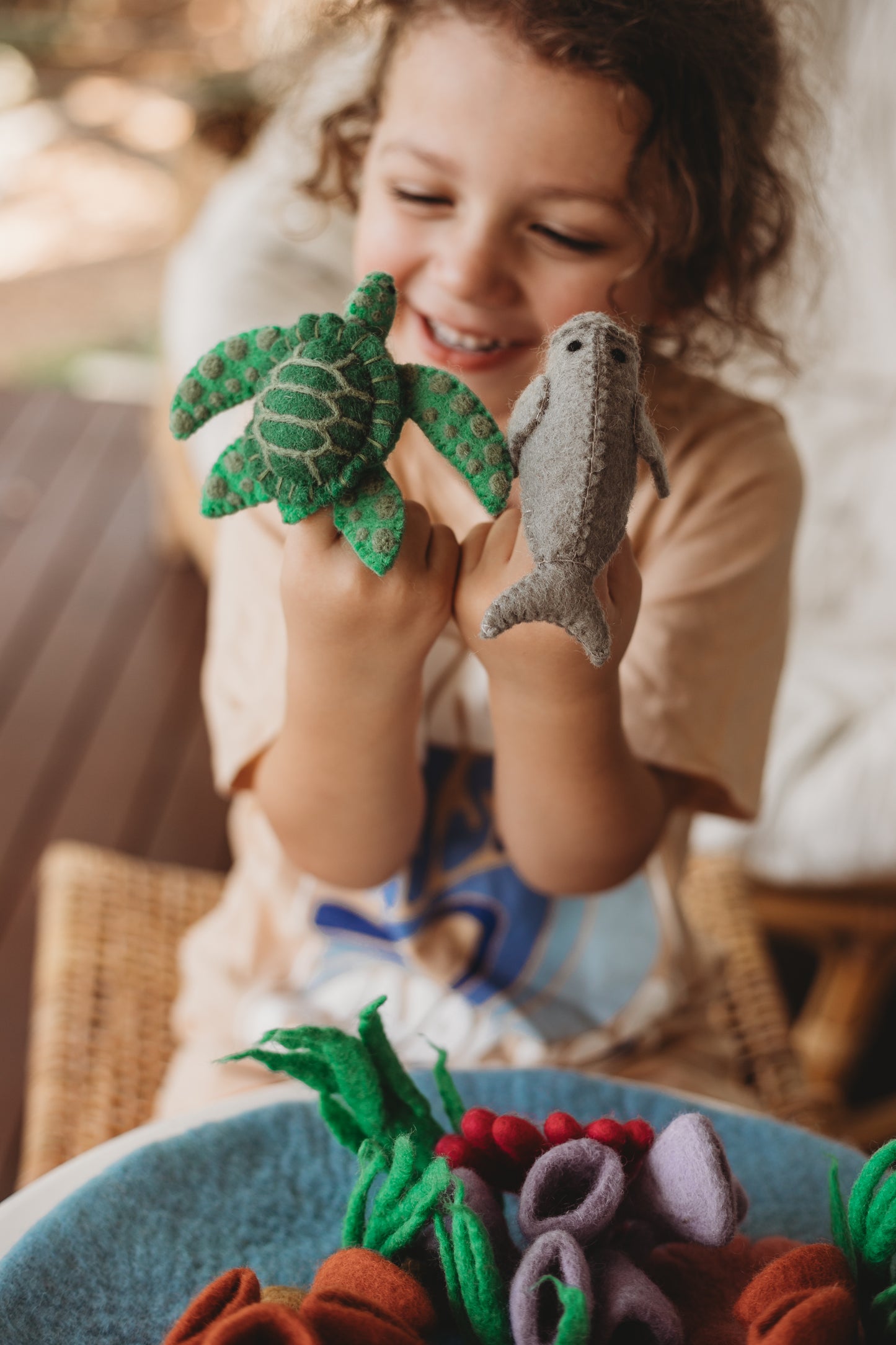 Waru and Dhangal – Sea Turtle & Dugong Finger Puppets Set