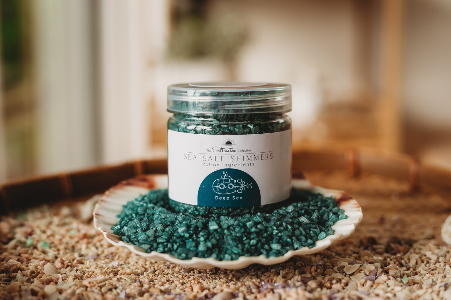 Deep Sea - Dark Emerald Green Sea Salt Shimmers SMALL - Potion Play & Sensory Ingredients