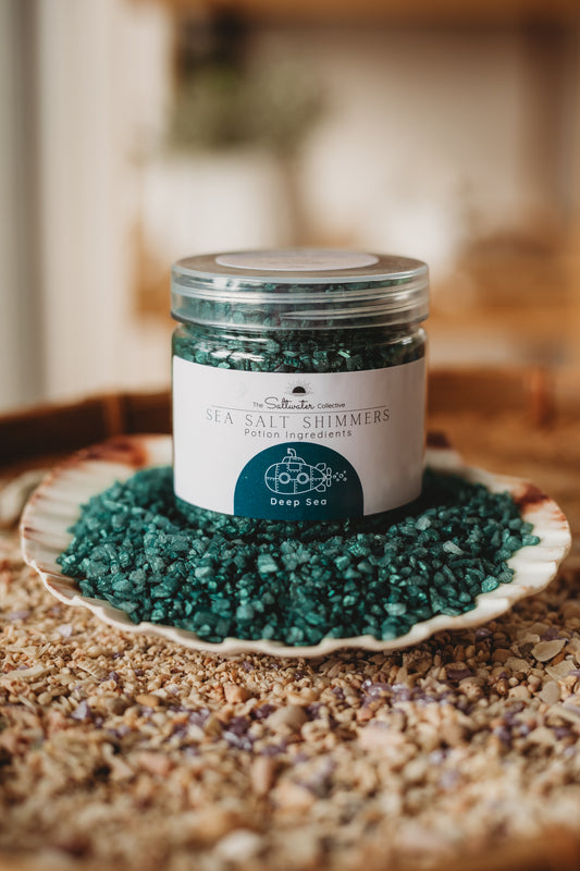 Deep Sea - Dark Emerald Green Sea Salt Shimmers SMALL - Potion Play & Sensory Ingredients