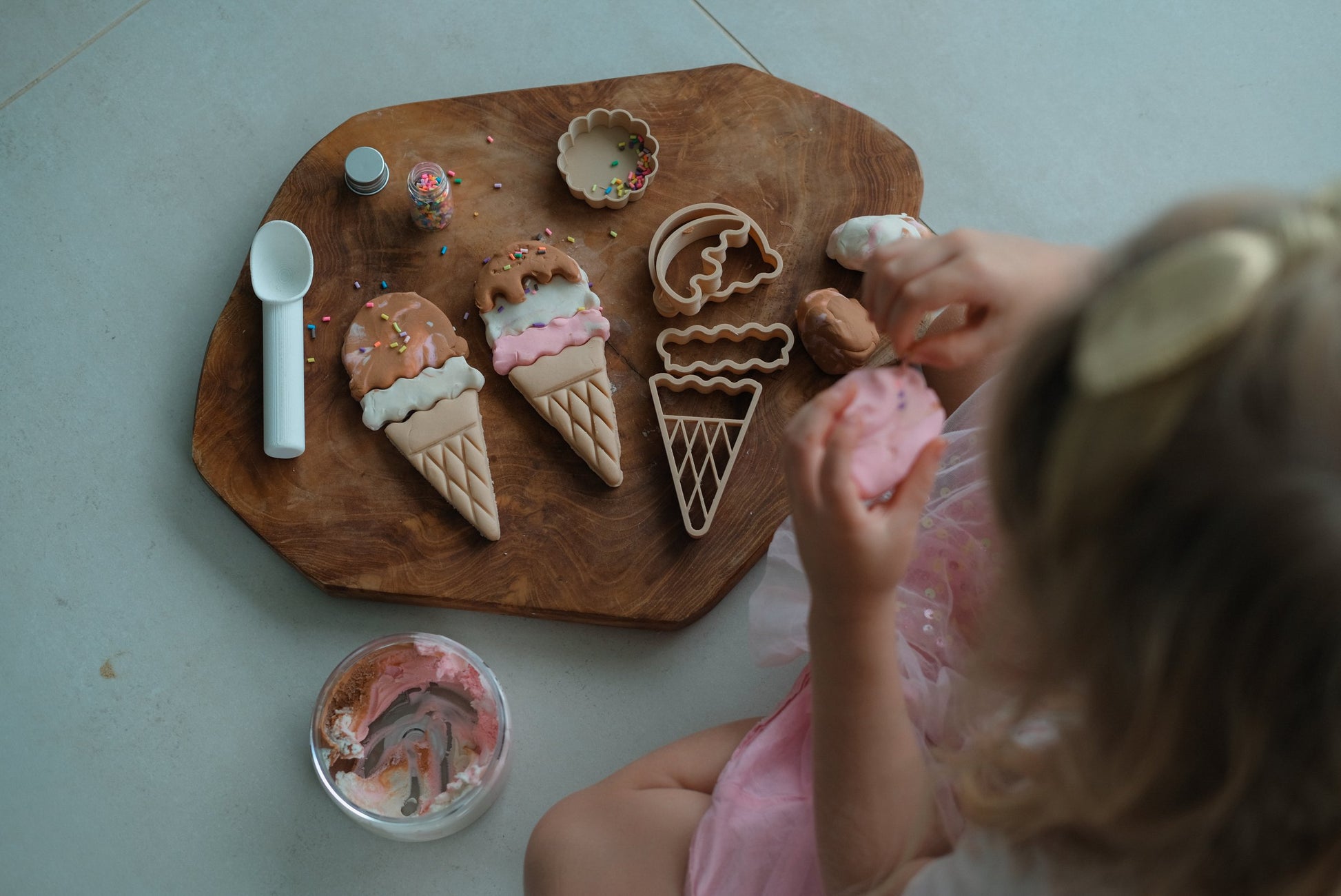 kinfolk pantry ice cream cutter potion sensory messy play playdough tools