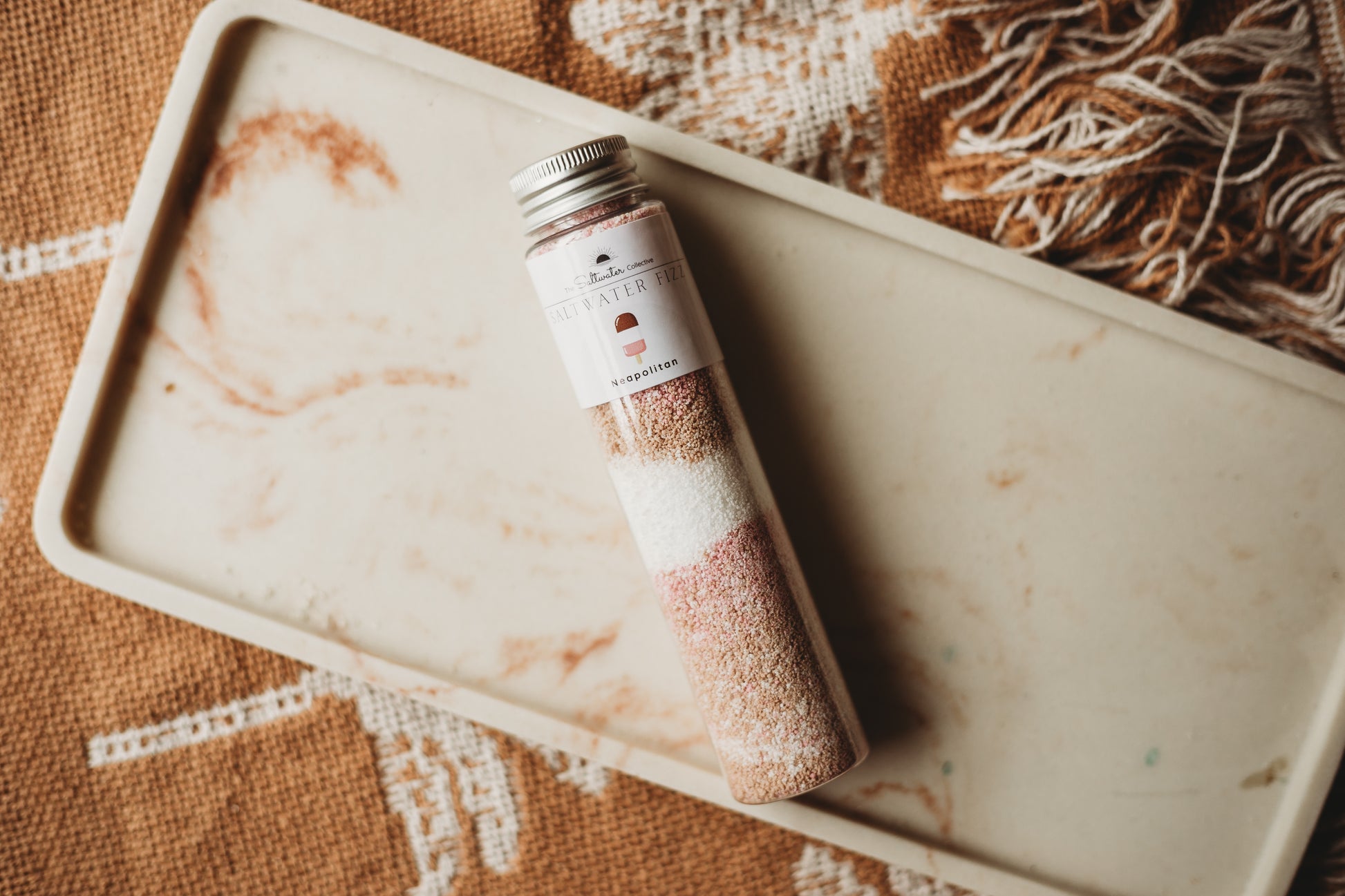 test tube saltwater fizz potion bubbles sea neapolitan icecream chocolate vanilla strawberry brown white pink  sensory play