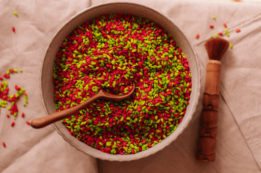 Christmas mix red green Sensory Rice the saltwater collective