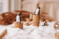 snowflakes white instant snow. winter play with bamboo tubes and wild penguin tube